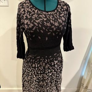 Dress Barn black and tan floral sweater dress, size M